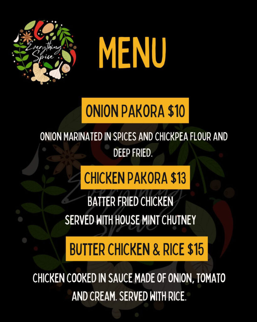 Everything-Spice sample menu