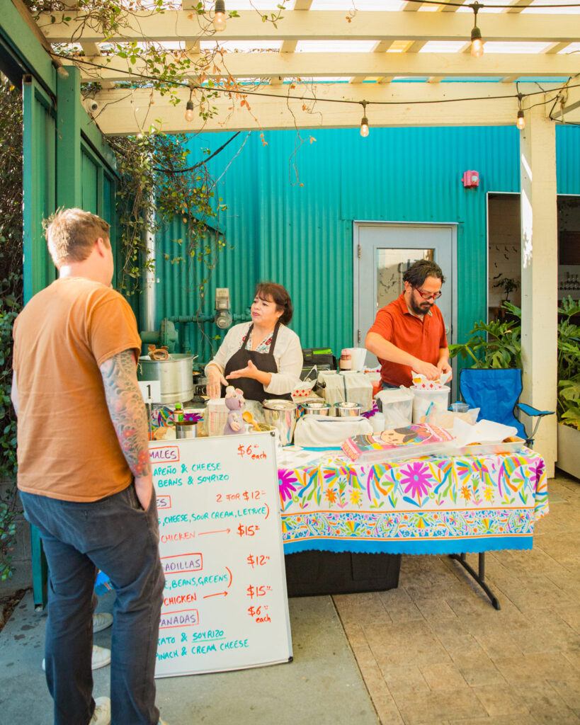 Veggie Tamales pop-up set up at Miel Brewery and Taproom