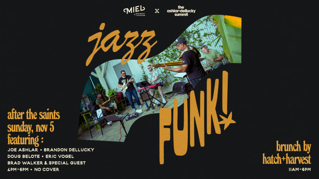 flyer for the ashlar-dellucky live jazz set at Miel Brewery