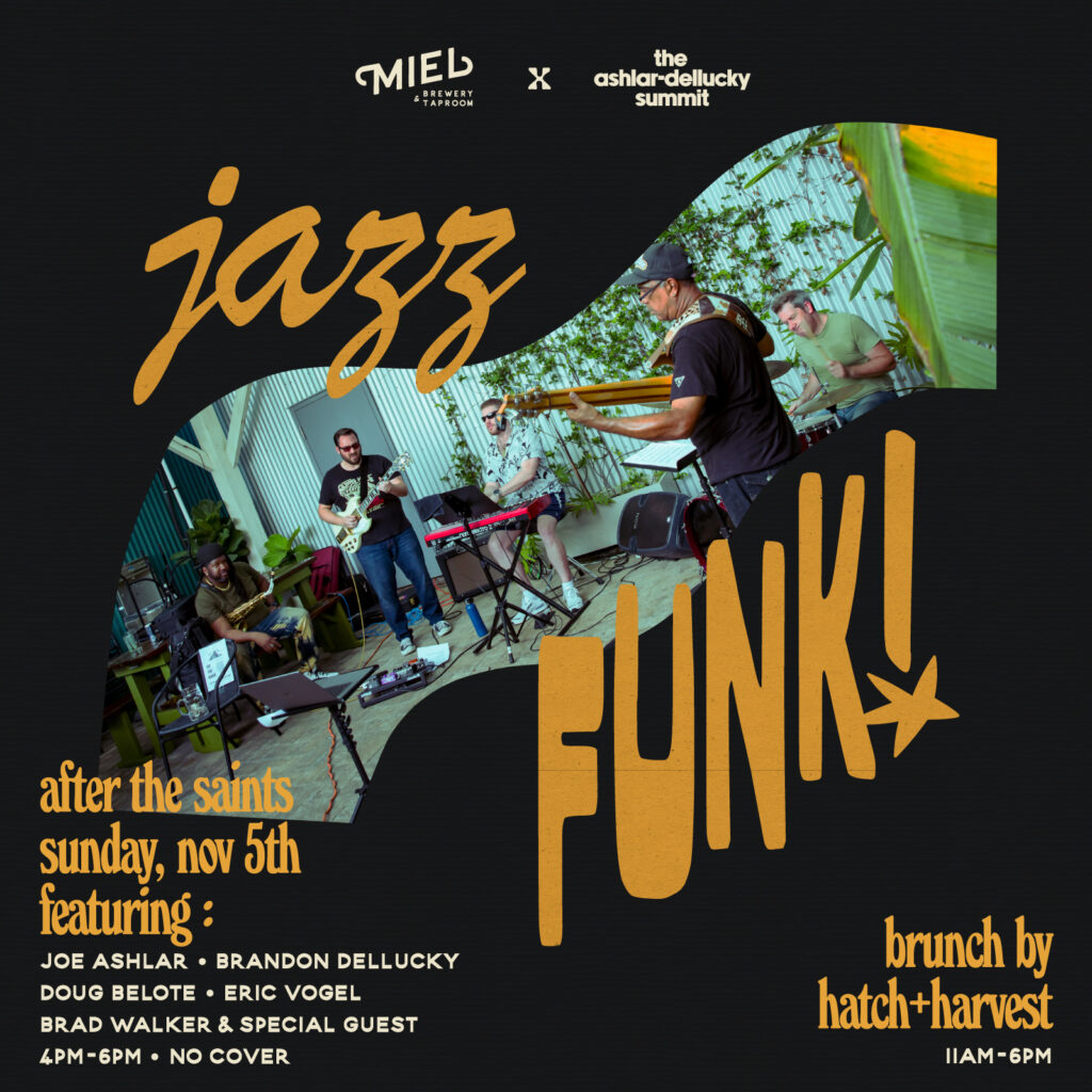 flyer for the ashlar-dellucky live jazz set at Miel Brewery