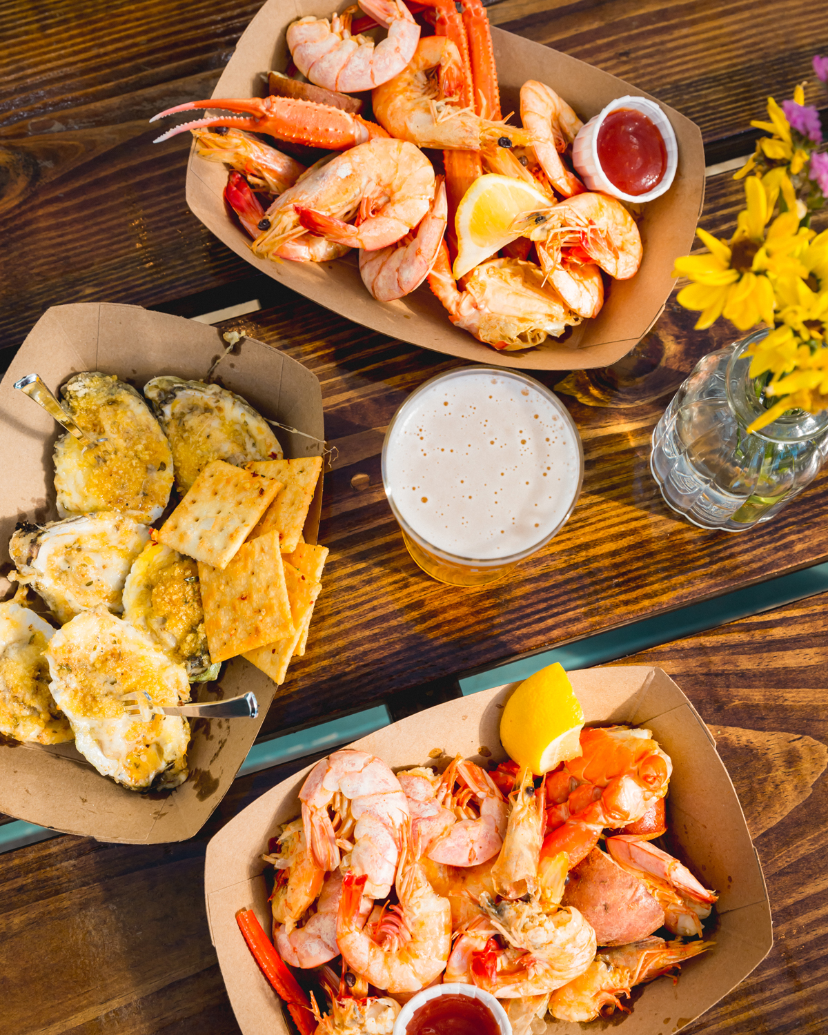 Gulf Coast Catering co seafood boil on a table