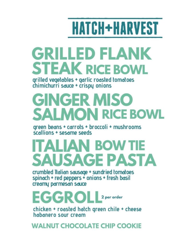 Hatch and Harvest menu for 2/1/24