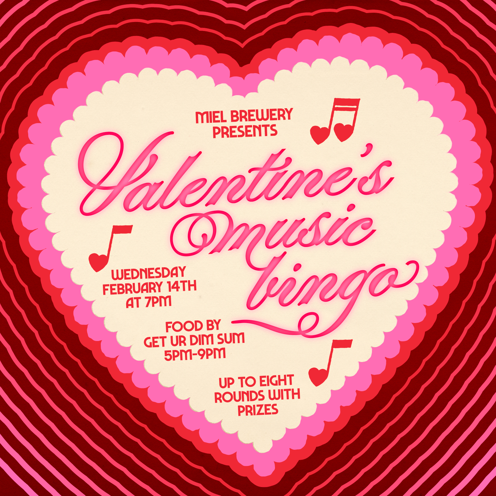 Valentine's Day music bingo flyer