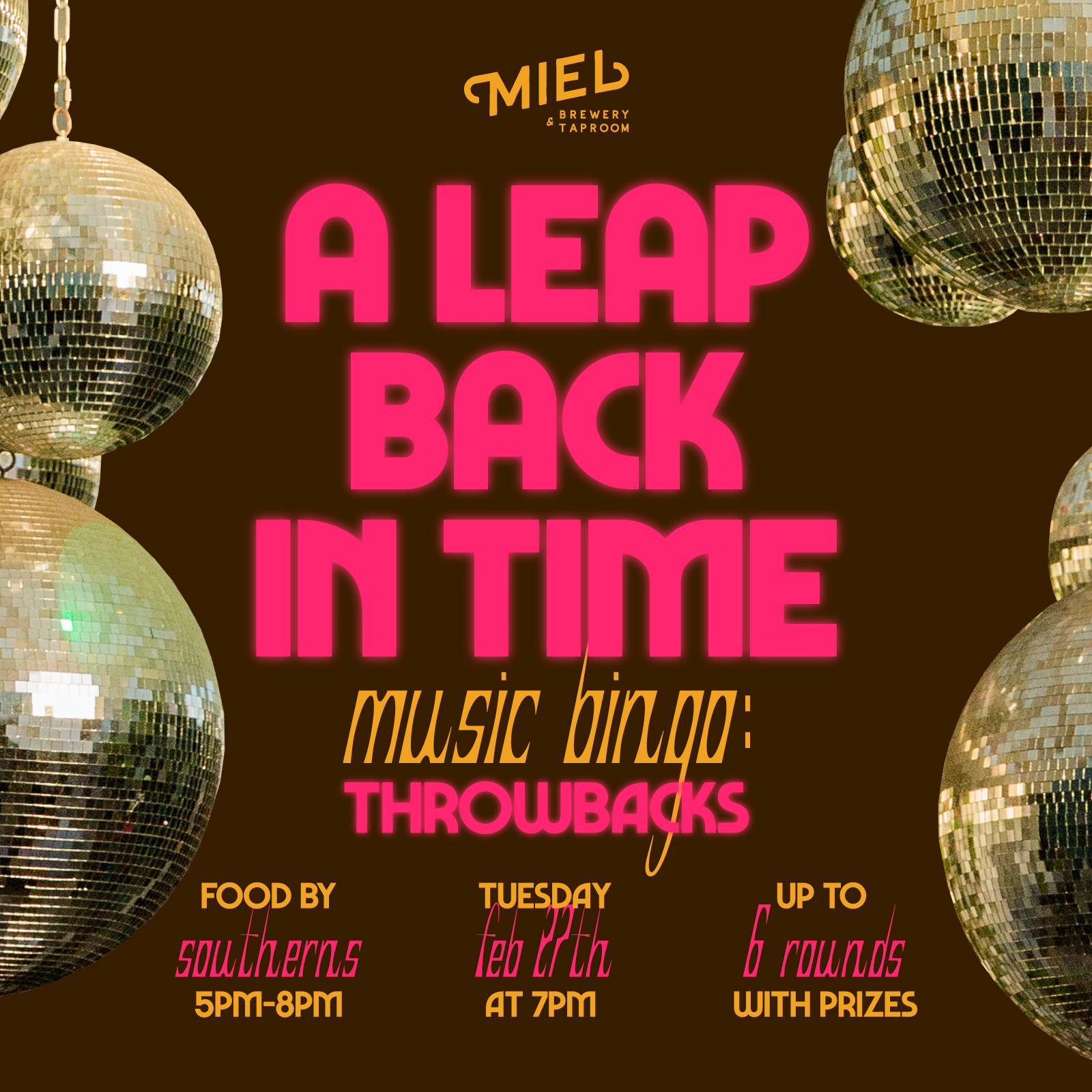 A Leap Back In Time: Throwback Music Bingo flyer