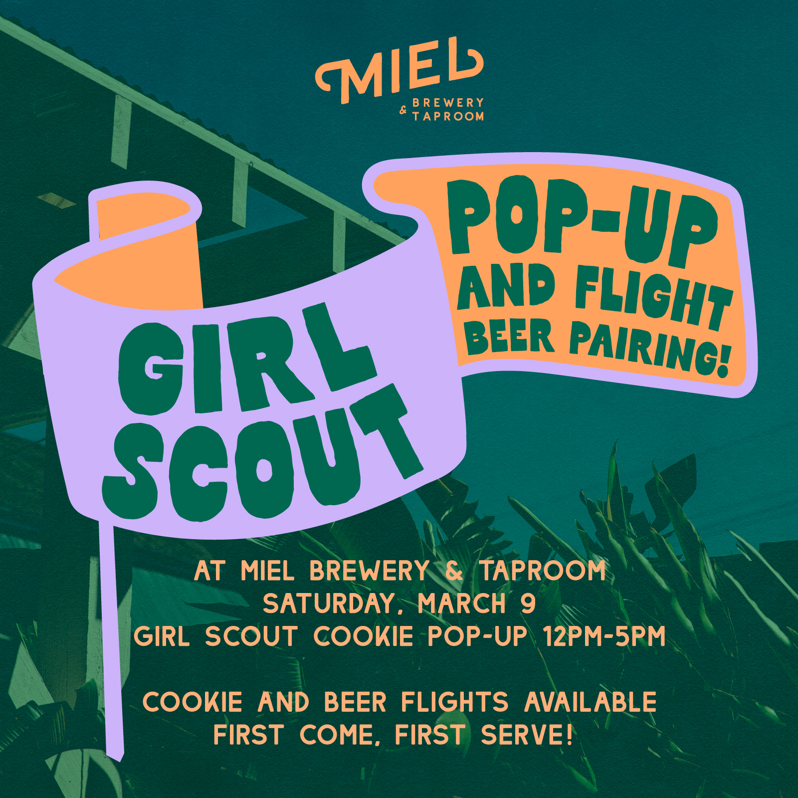 Girl Scout Cookie pairing at Miel brewery square flyer