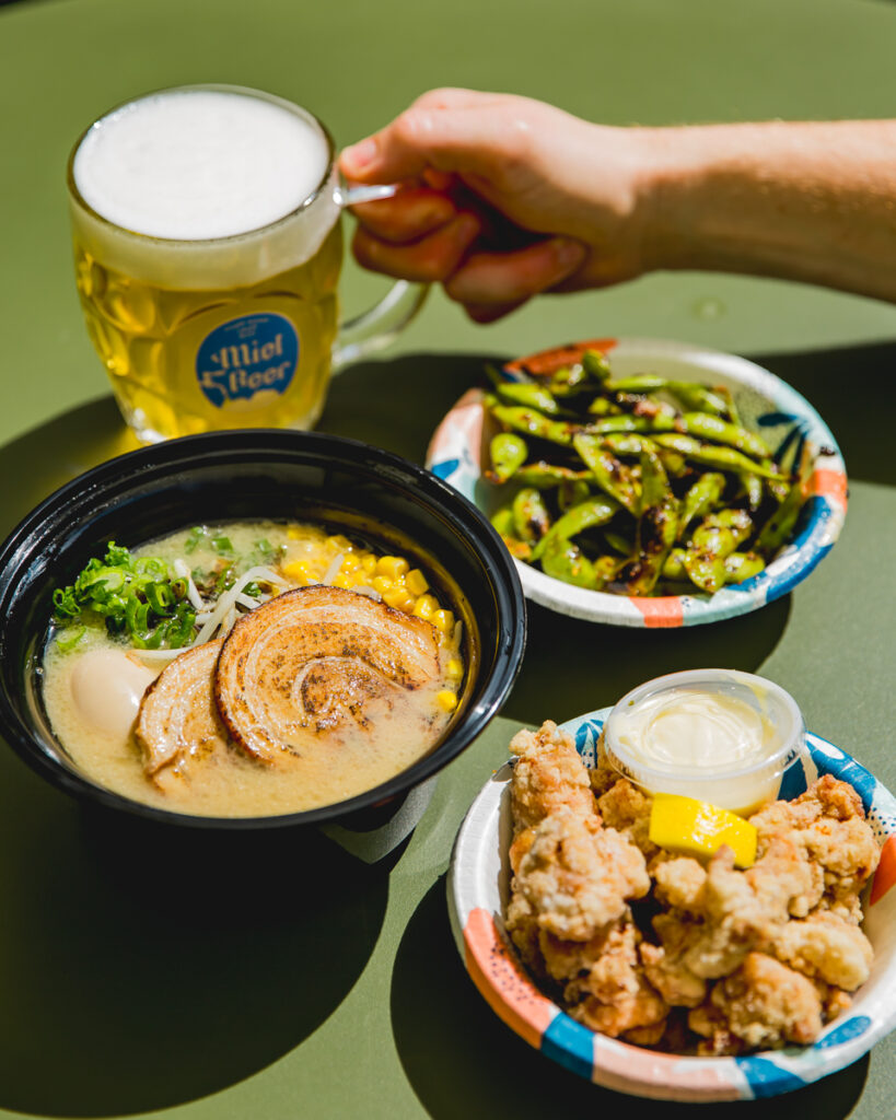 Shimeno Ramen with Miel beer and kaarage chicken