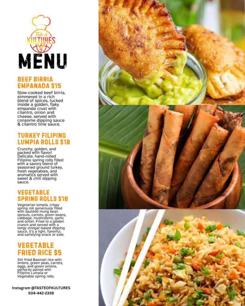 Taste of Kultures sample menu