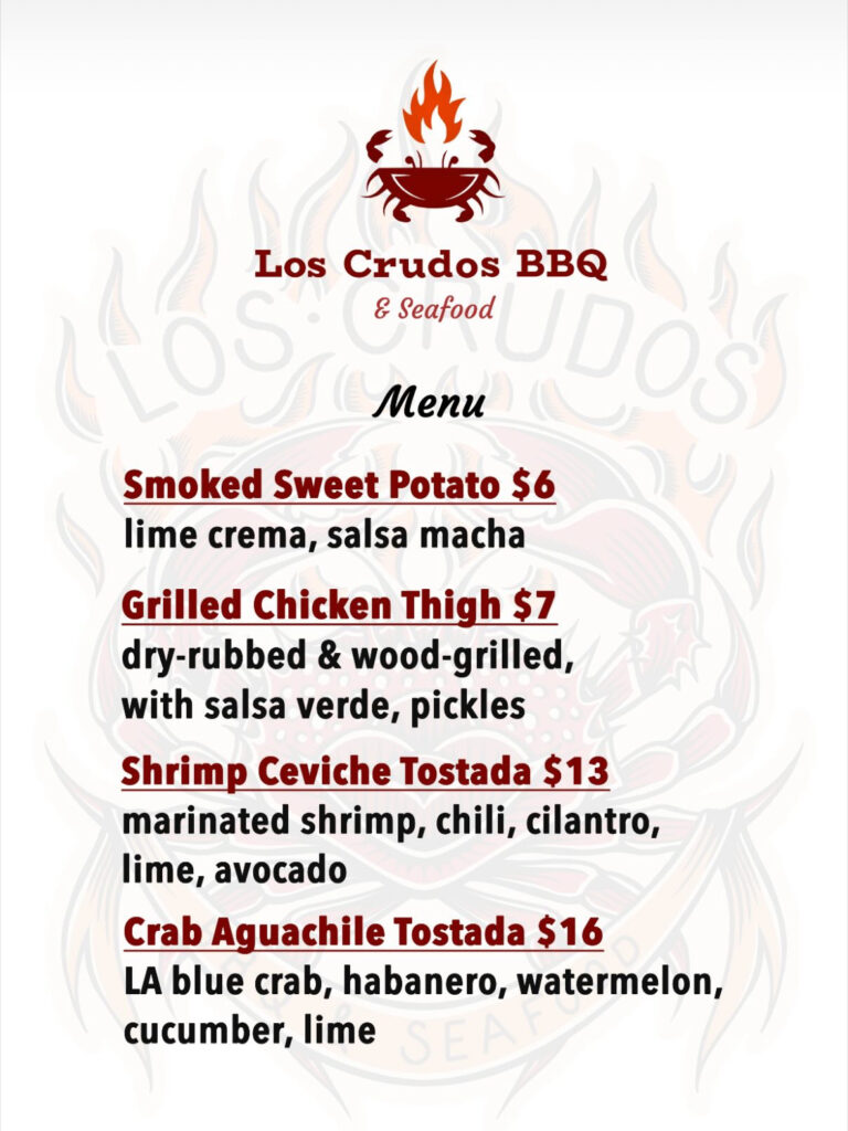 Los Crudos menu at Miel