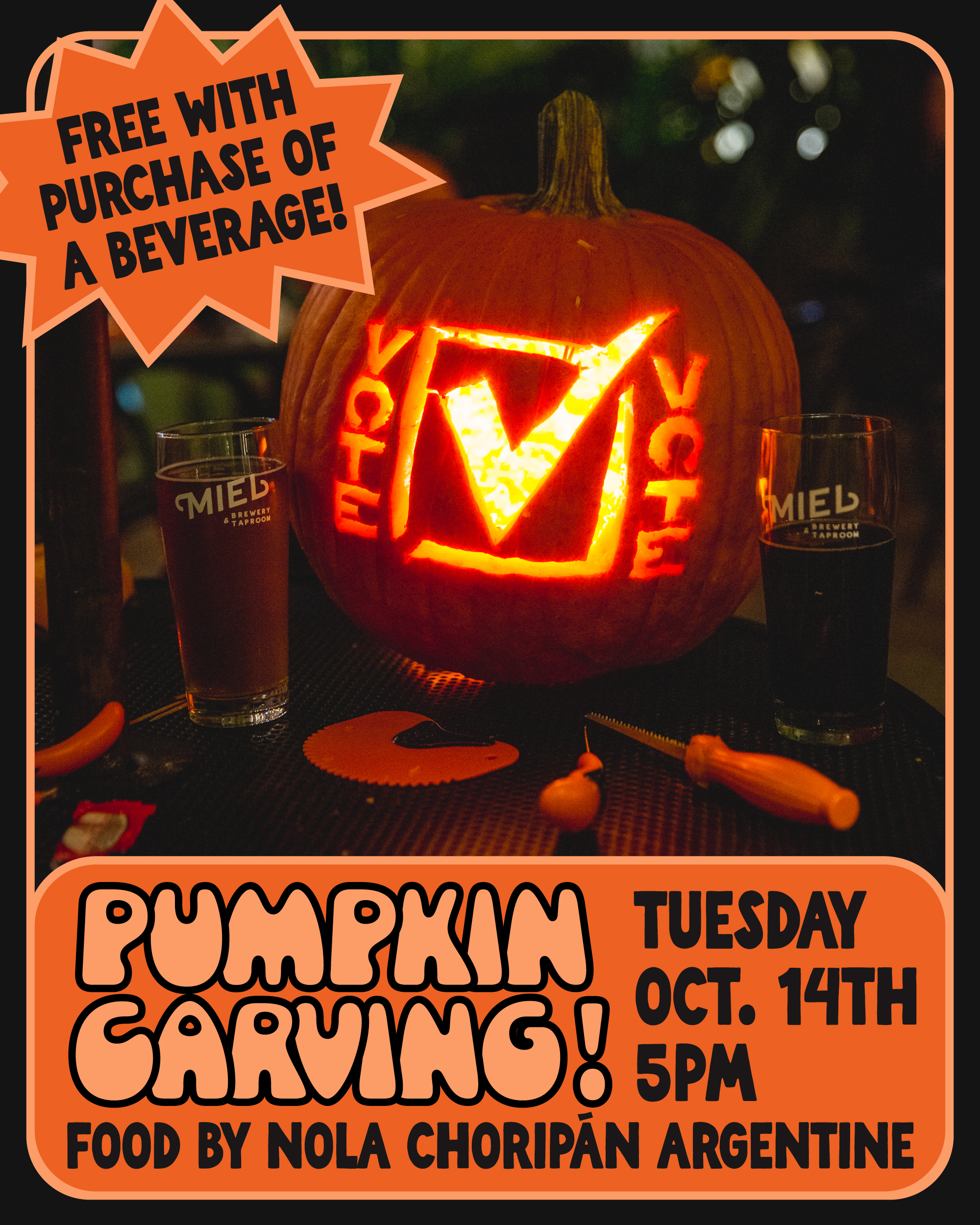 Pumpkin Carving at Miel Brewery poster