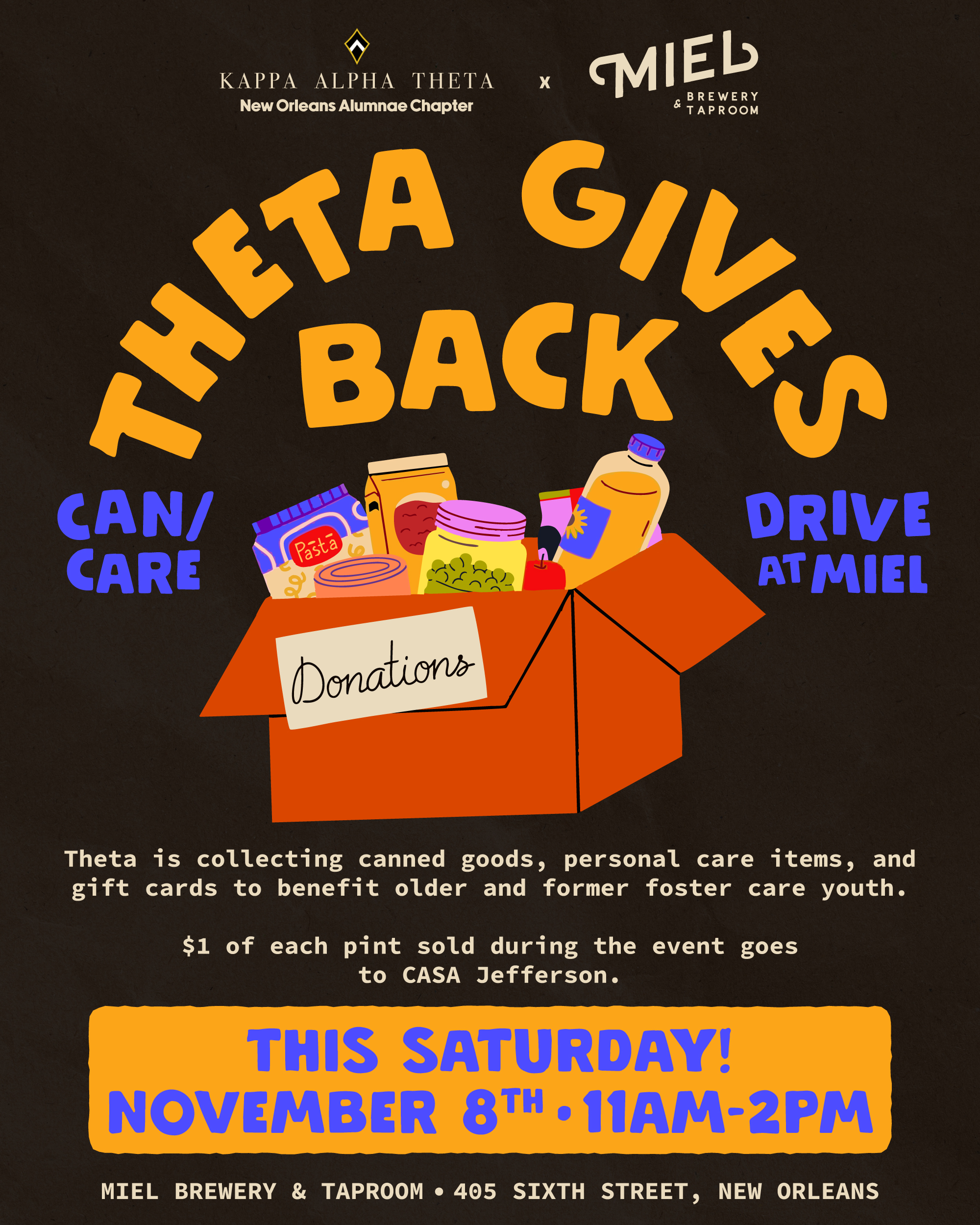 Can/Care Drive at Miel: Theta Gives Back!