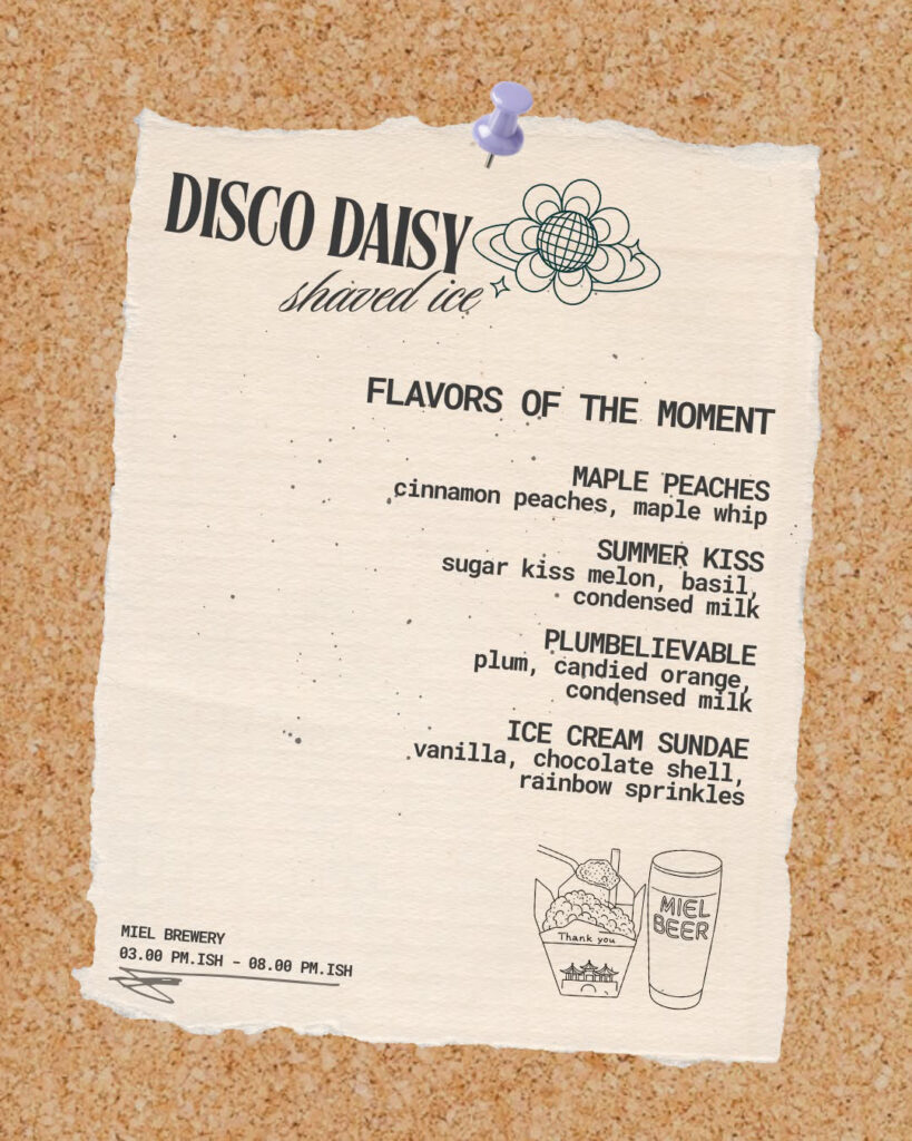 Disco Daisy sample menu at Miel Brewery