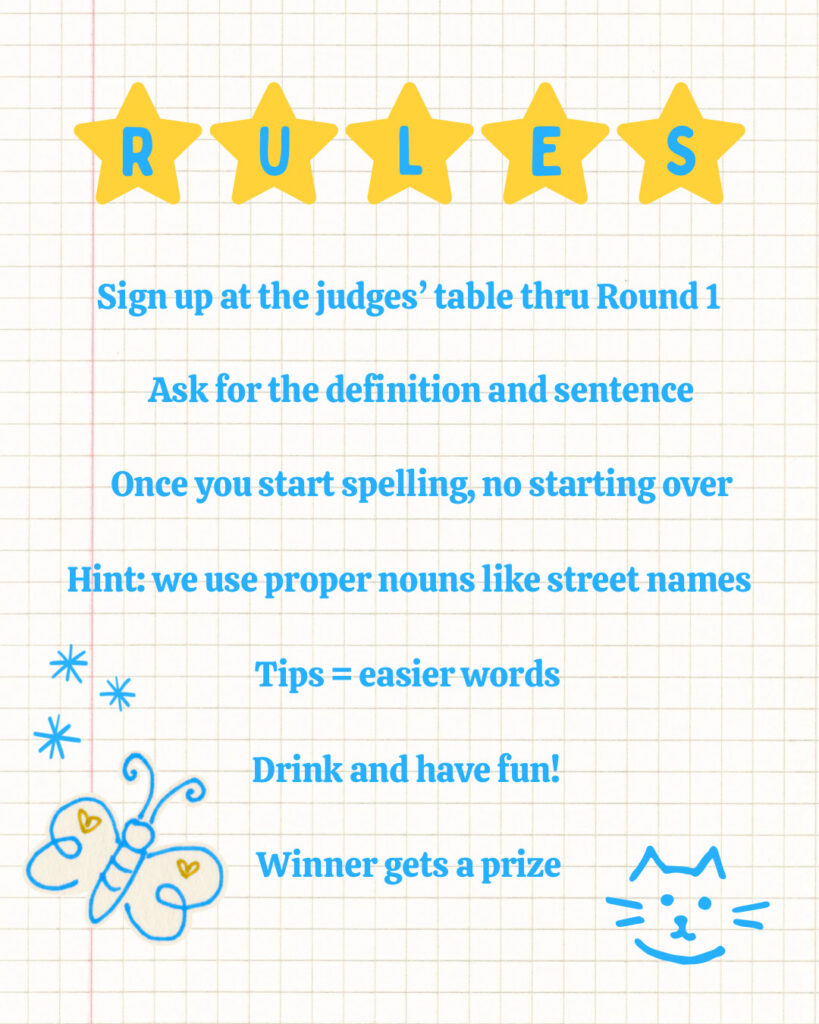 New Orleans Spelling Bee at Miel Brewery rules
