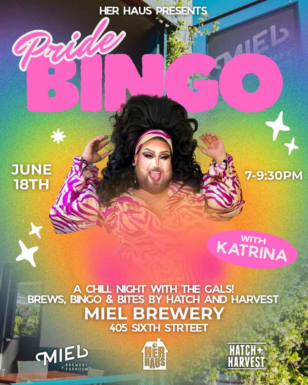 Pride Bingo with Katrina Waters at Miel!