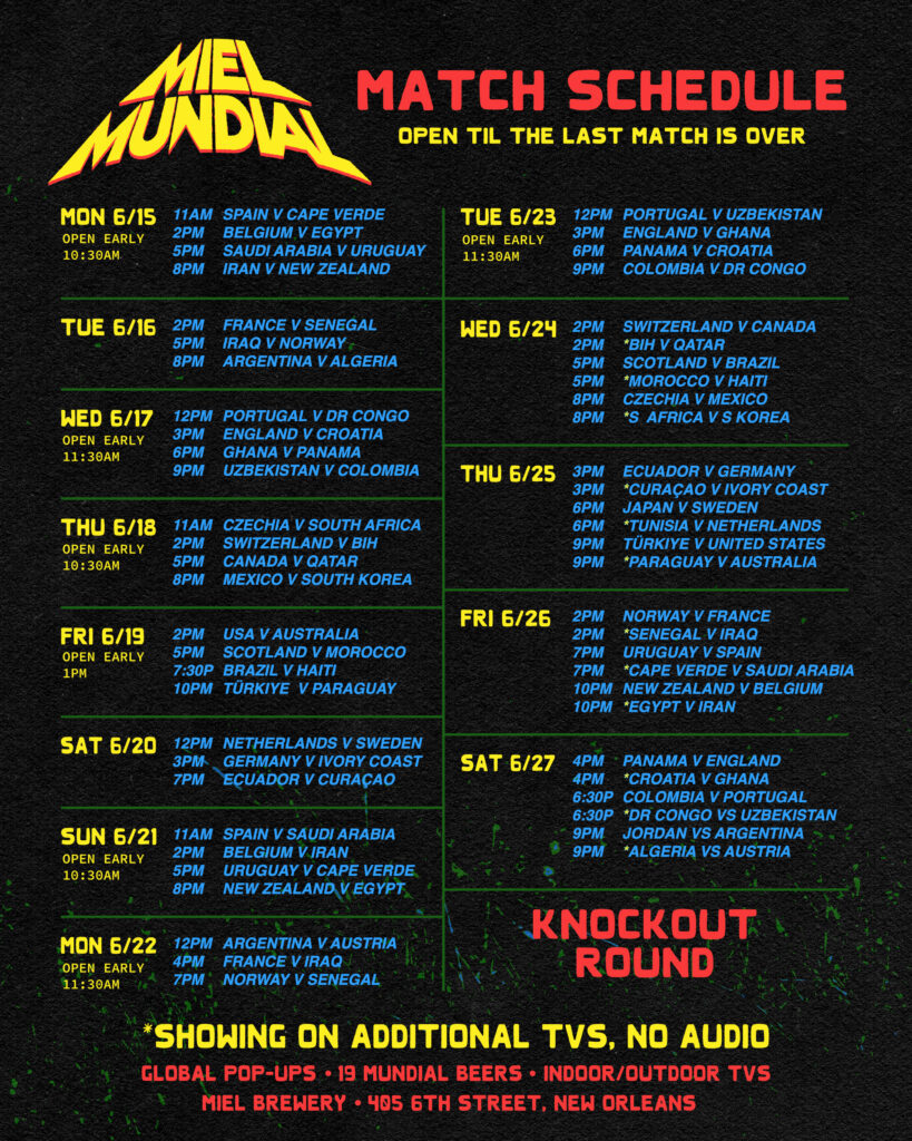 Miel Mundial schedule