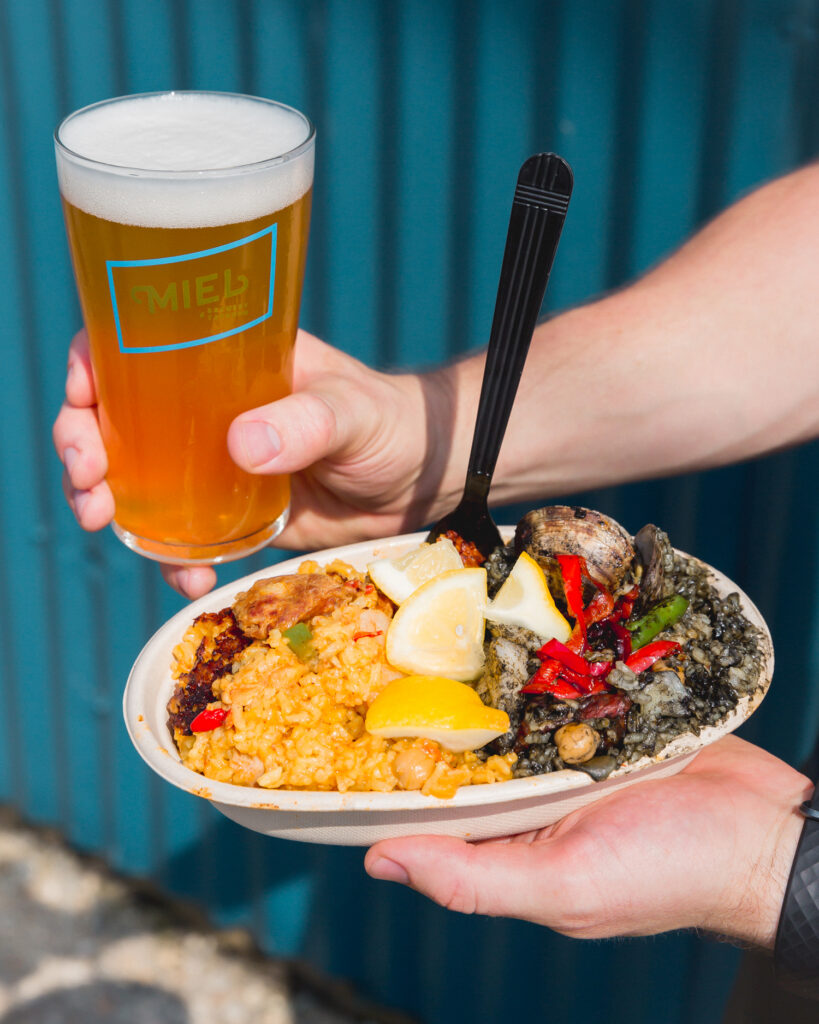 Paella Nola Pop-up bowls of Paella at Miel Brewery